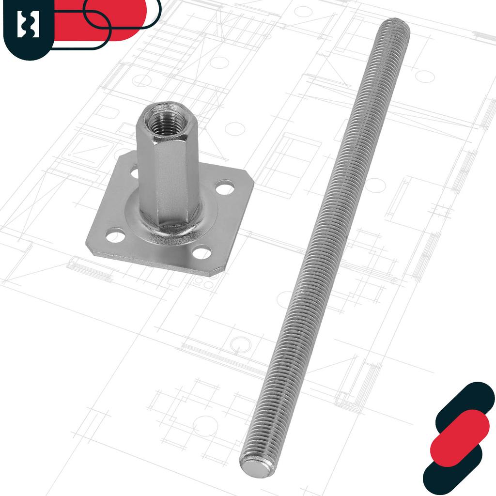 KOTARBAU® Vertically Adjustable Steel Post Base Anchor for Gazebos, Shelters, Fences 80 x 330 mm Set of 2