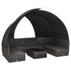 9 piece garden lounge set with sun canopy poly rattan anthracite