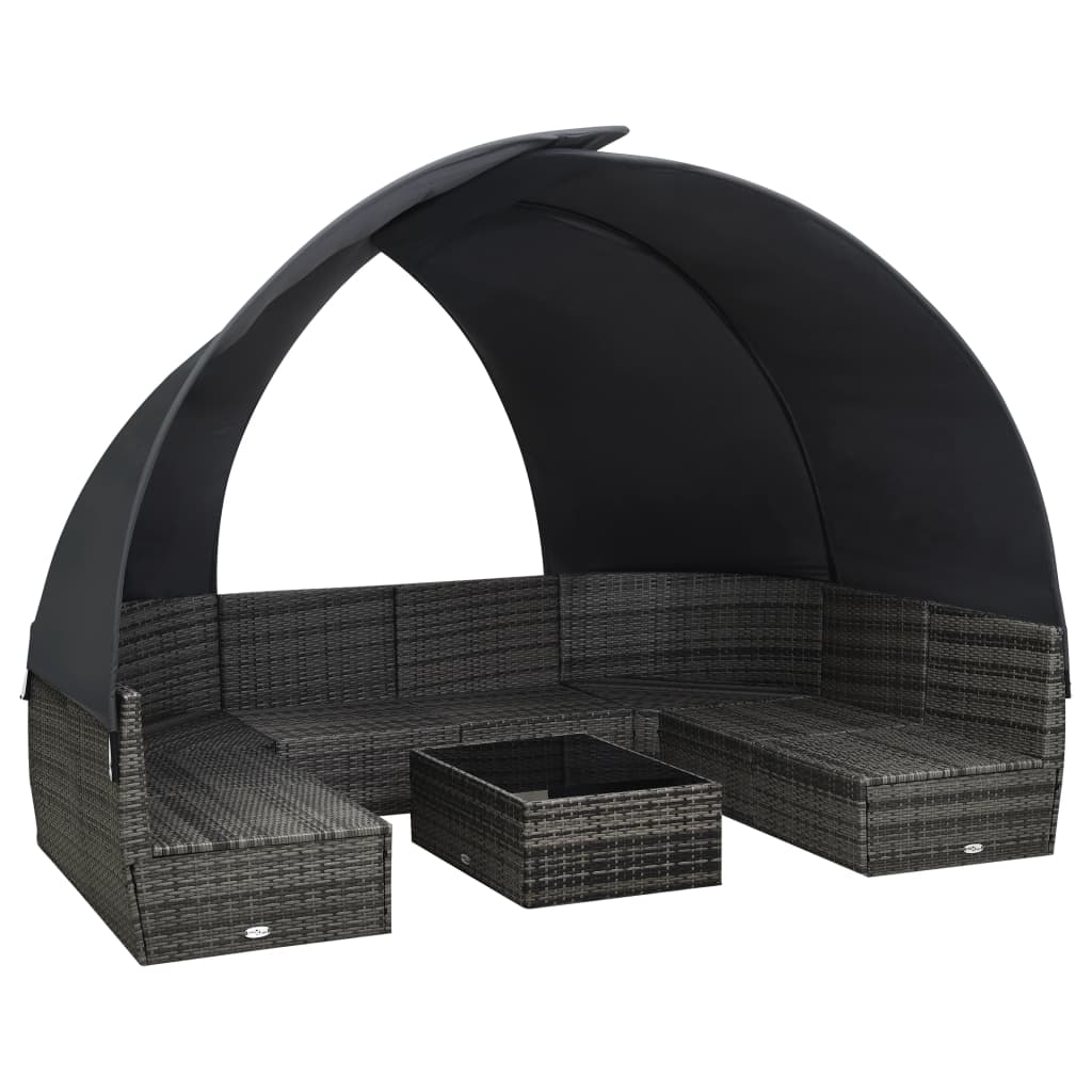 9 piece garden lounge set with sun canopy poly rattan anthracite