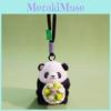 Panda Plush Keychain With Floral Design For Gift And Decoration