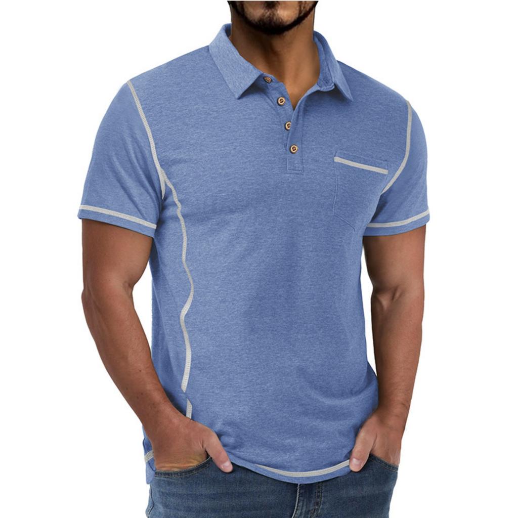 Men's Short Sleeve  Collar T-shirt Casual Lapel Top