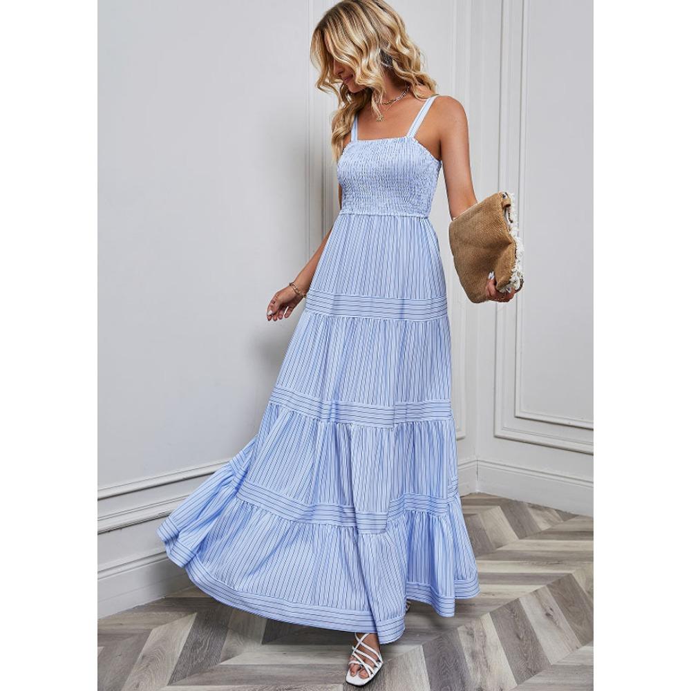 

Весенне-летнее женское праздничное платье с подтяжками в полоску для женщин XL серый