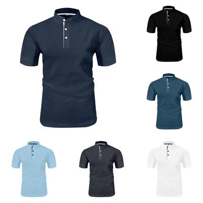 Herren Sommer Einfarbig Button-Down Kragen Kurzarm Tops Herren Locker Sportlich Casual Tops