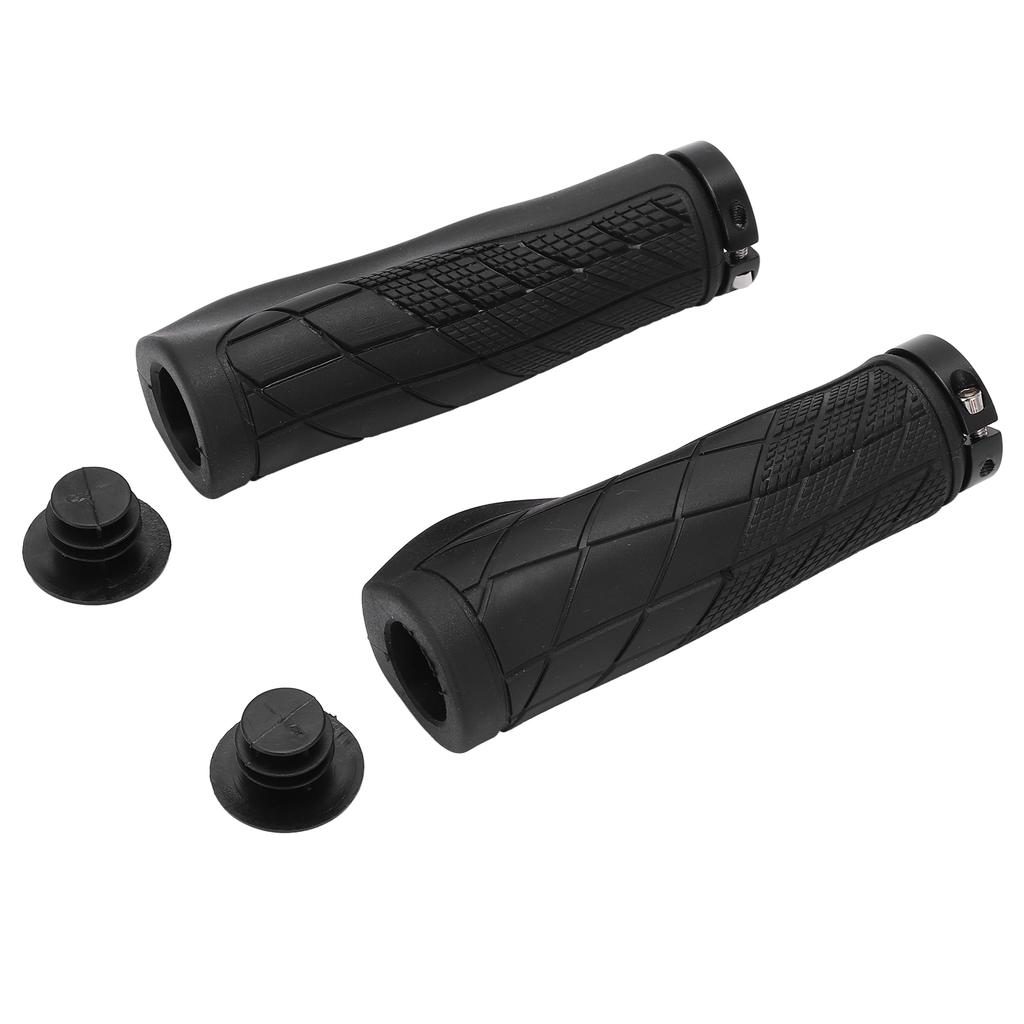 Bike Handle Handlebar Grips Mountain Bike Replacement Handlebar Grip with End Caps for Replacement RepairBlack