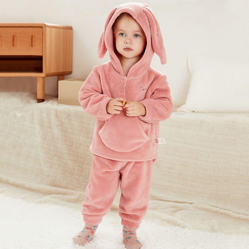 David Bella Kidsren s Home Clothes Set 2026 New Winter Flannel Pajamas for Boys and Girls Cartoon Clothes Pink [Ready Stock] 110