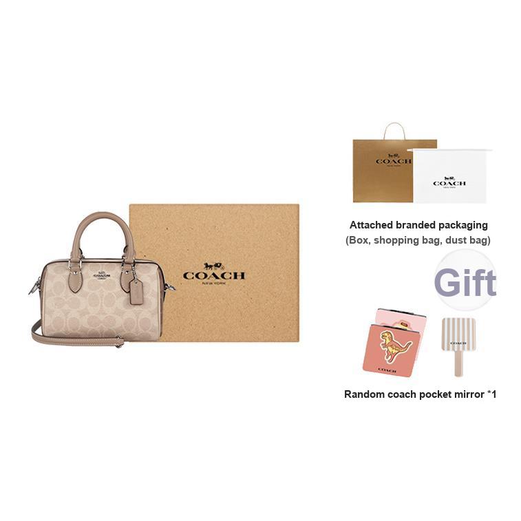 Coach Rowan 18 Brand Logo Detachable Shoulder Strap Boston Bag Women handbag Milk-Tea CW330-SVXCU