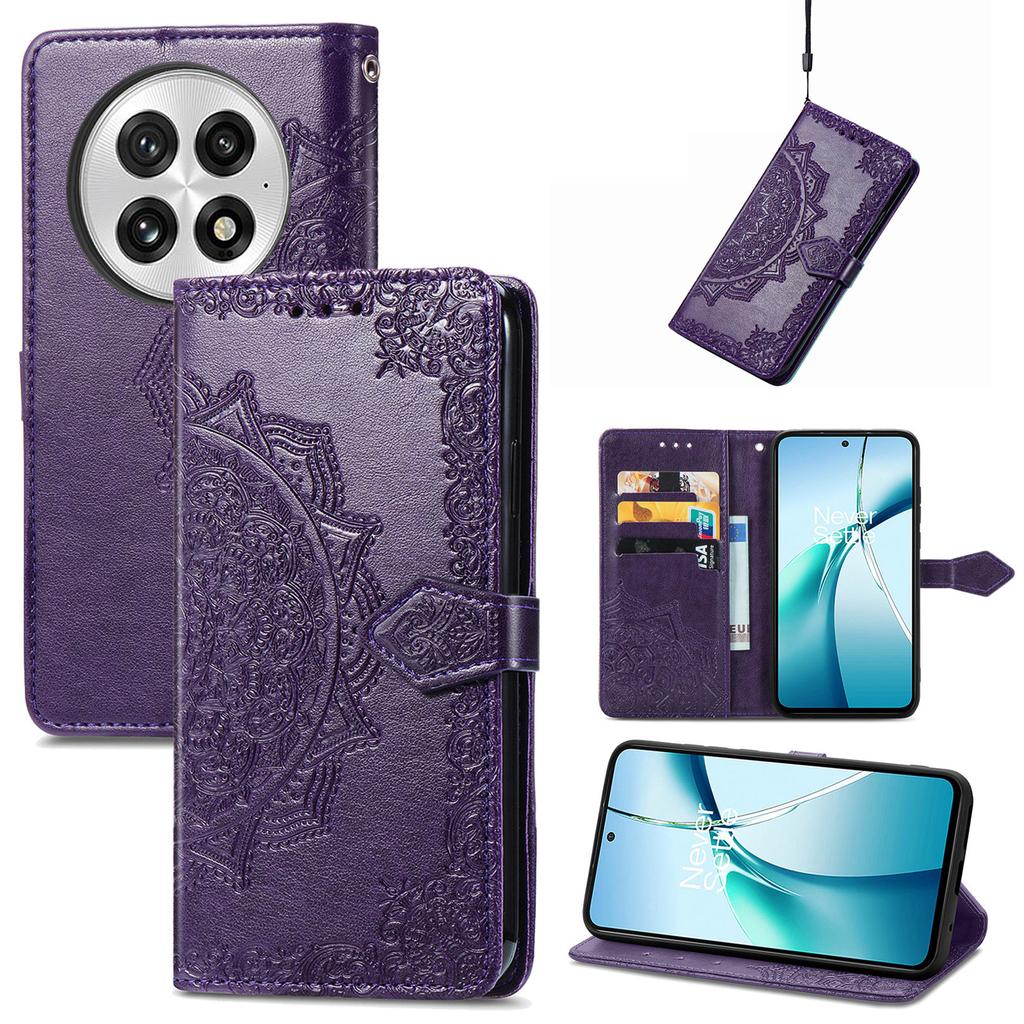 For OnePlus 13 Lommebokdeksel Mandala Blomst Lær Telefondeksel Stativ