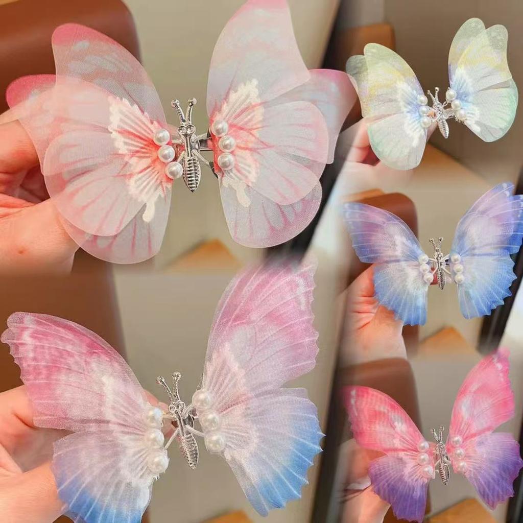 Glitter Butterfly Hair Clips Colorful Butterfly Hair Barrettes Pearl for Teens Women Children Girls Hair Accessories Party Decor