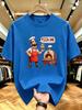 Unisex O Neck Tee Funny Pizza Dad Chef Cartoon Print Cotton Short Sleeve Loose Summer Street Breathable Daily Casual Basic Wear Top