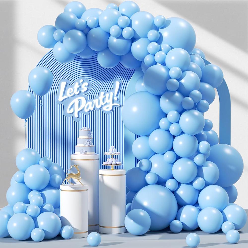 Pastel Blue Balloons Garland White Silver Balloon Arch Kit Gender Reveal Birthday Party Baby Shower Home Party Decoration Globos