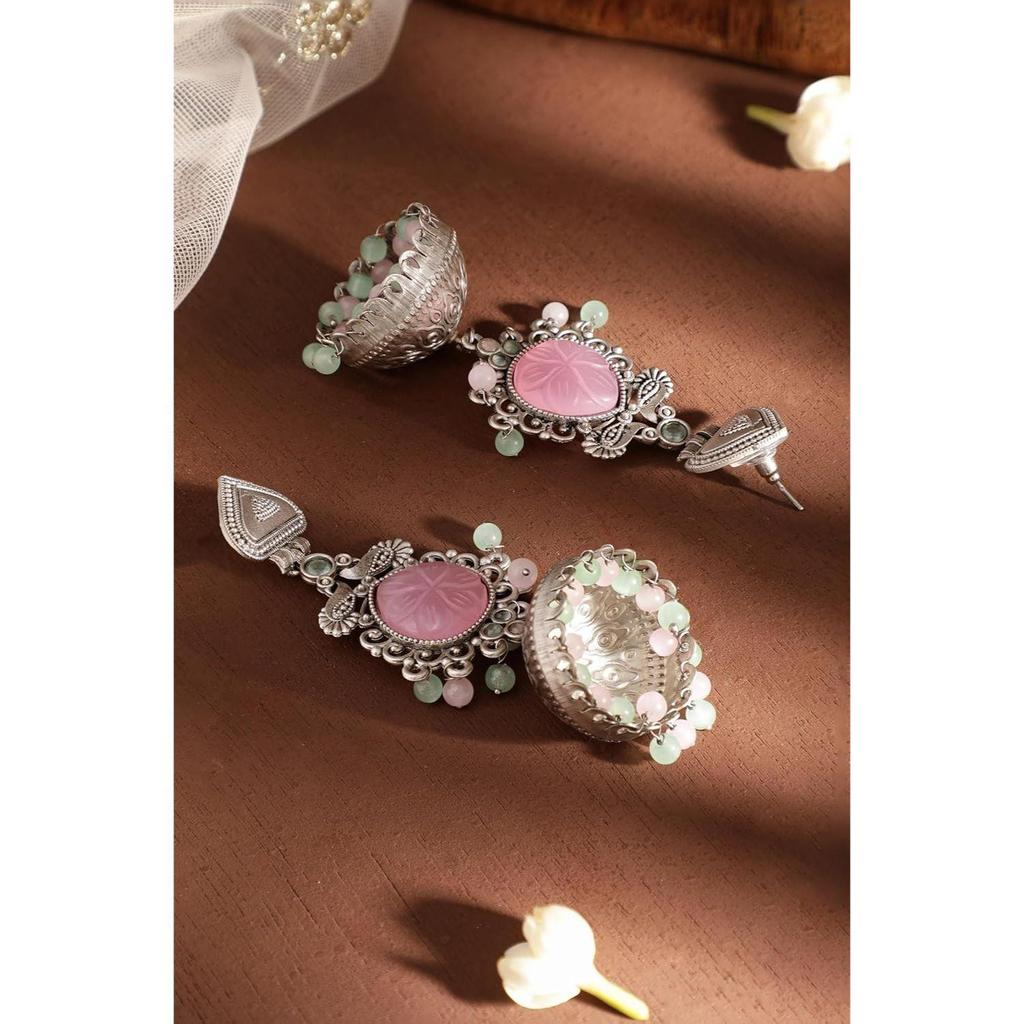 Oxidised Jhumka Earrings Stylish Boho Trendy Jewellery Gift for Women & Girls
