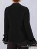 2026 European & American Women's Solid Color Ruffle Flare Sleeve Shirt