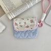 1pc Cute Student Coin Wallet Small Portable Earphone Card Key Storage Bag Floral Korean Ins Style Coin Purse Card Holder Bag