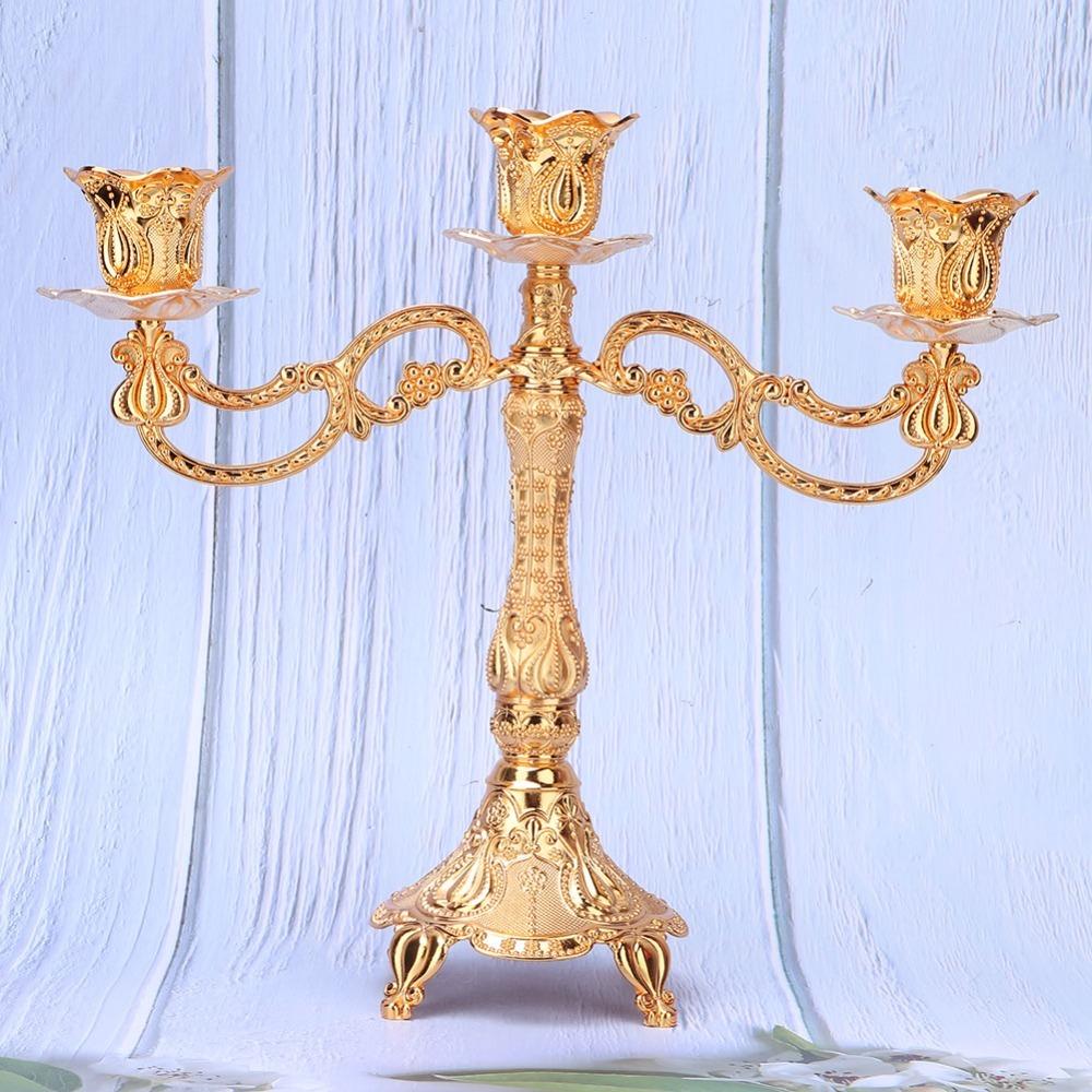11PCS Intricate Carved Metal Candle Holder Gold Candle Holders Candelabra For Wedding