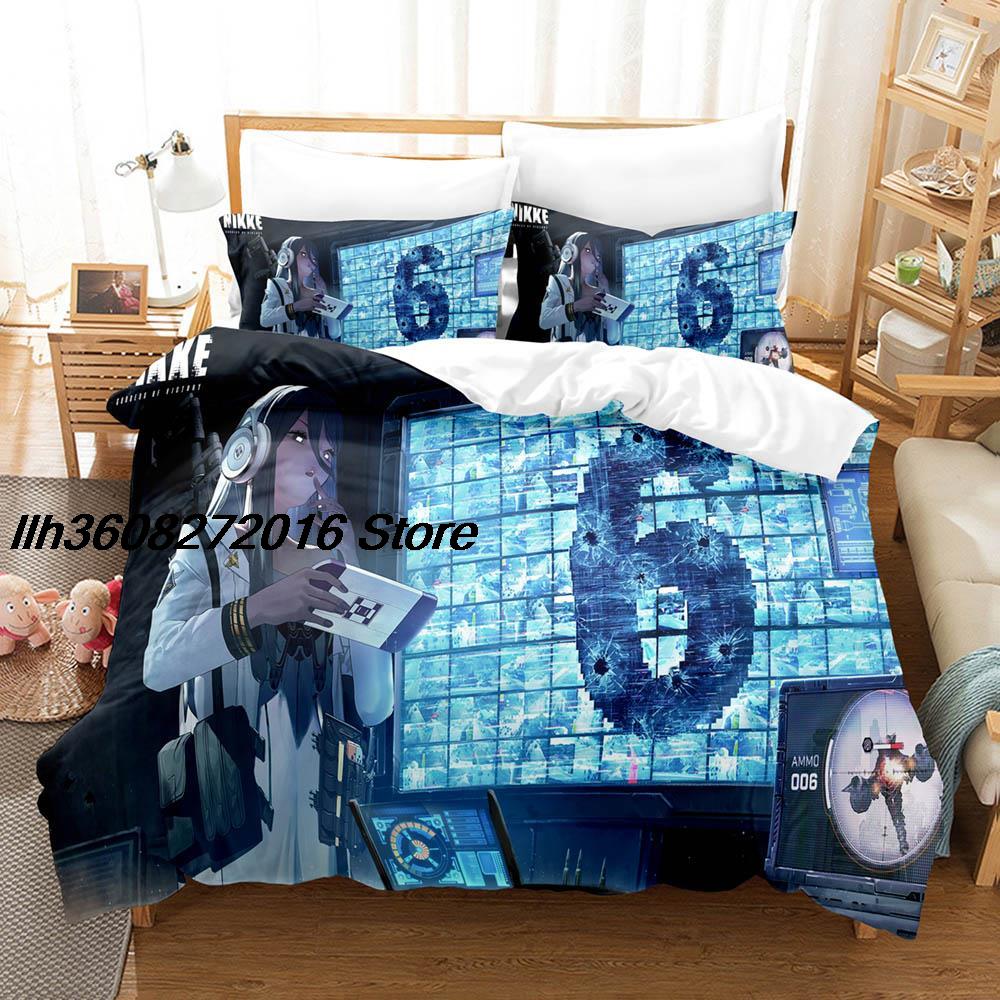 Comforter Kawaii Nikke Bedding Set Single Twin Full Queen King Size Bed Set Aldult Kid Bedroom Three-Piece Suits 3D Anime Bed Sheet S