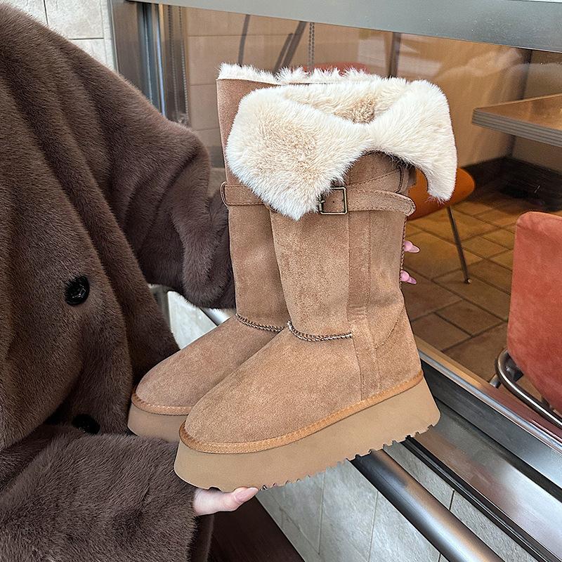 

Флис и более толстые два носить толстые подошвы зимние сапоги женские зимние северо-восточные хлопковые туфли длинные сапоги но колено пушистые туфли 40