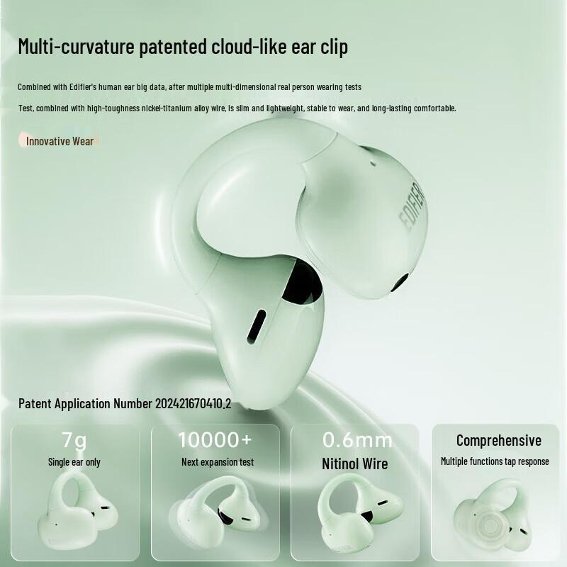 EDIFIER LolliClip AI Ear Clip Bluetooth Headphones