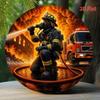 Metal Canvas Firefighter Art Wall Decor Waterproof Home Office Gift