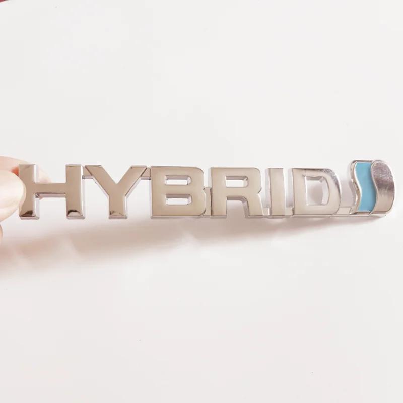 1Pc 3D Metal HYBRID Logo Side Fender Rear Trunk Emblem Badge Car Sticker Decals For  Prius Camry Crown Auris Rav4s TRD