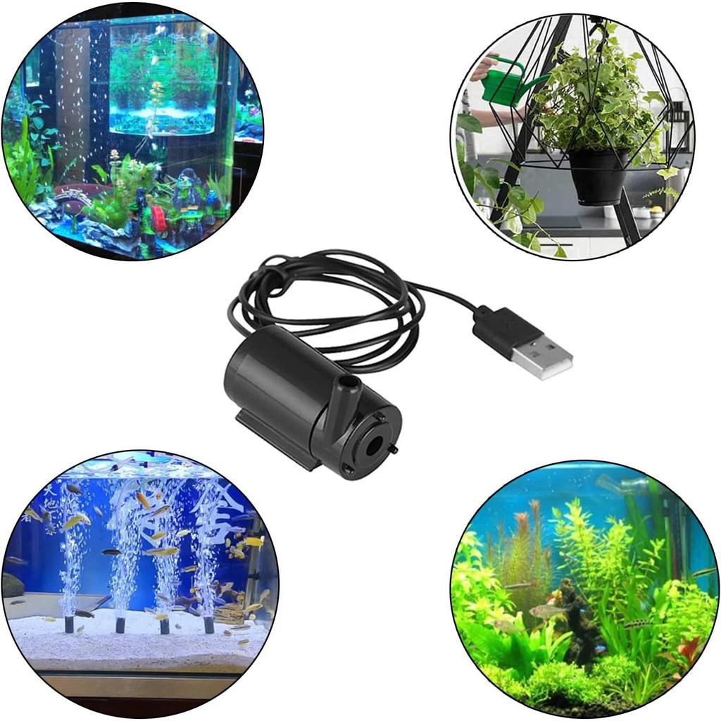 DC 3-5V USB Micro Submersible Mini Low Noise Water Pump for Aquariums Fish Tank Pond Fountain Hydroponics Garden