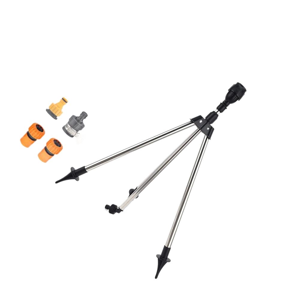 Lawn Metal Base Tripod Sprinkler Head Leakproof Design 3/4in Hose Fitting Customizable Sprayed Patterns Outdoor Watering