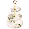 Elegancki 3-poziomowy ceramiczny stojak na ciasto Camellia - Stojak na owoce, desery, babeczki na przyjęcie herbaciane, Patera do serwowania, Taca na przekąski, słodycze, chleb, Talerz 38,5 cm wysokości