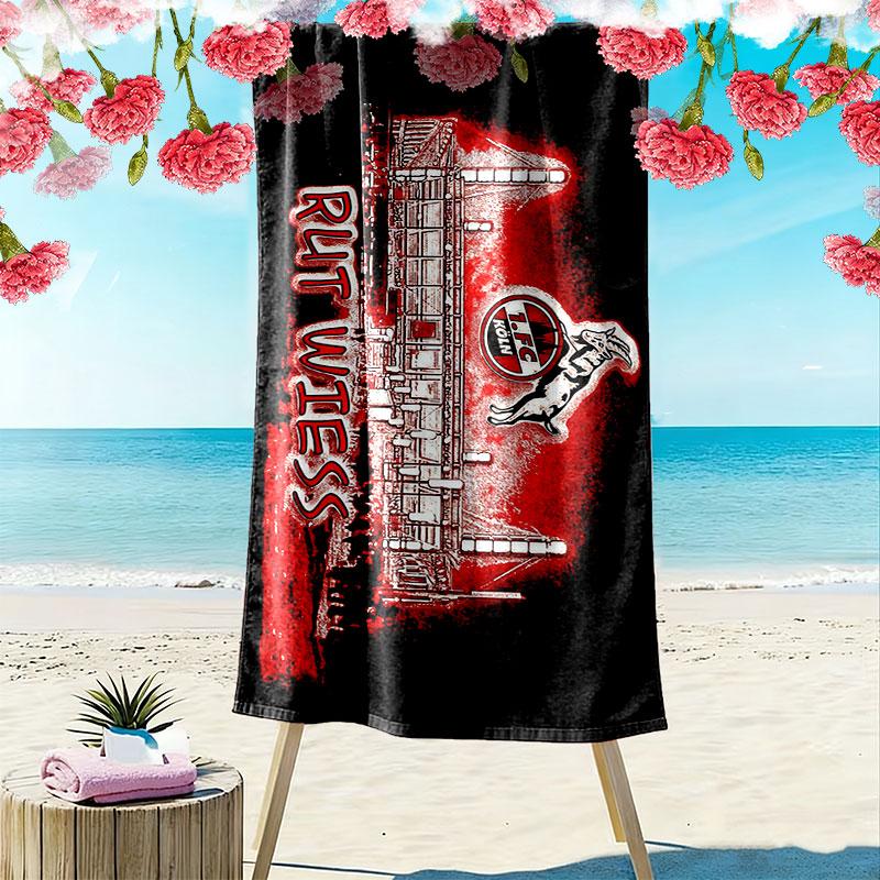 FC Köln Logo Aufdruck Strandtuch, Großes Weiches Schnelltrocknendes Handtuch für Strand Camping Schwimmen