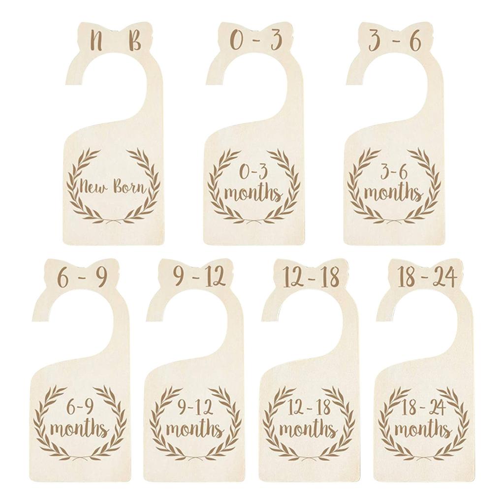 Wood Baby Closet Dividers Baby Closet Organizers Etched Design For Any Nursery Decor Set Of 7 Adorable Wooden Baby Clothes Size Hanger