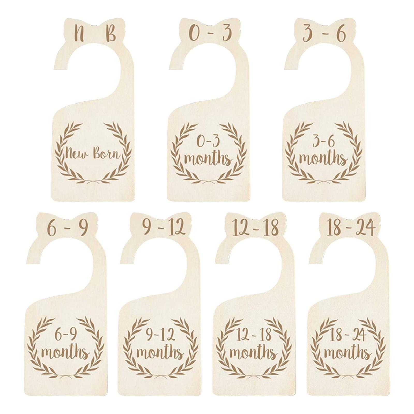 

Деревянные перегородки для детского шкафа Органайзеры для детского гардероба Гравированный дизайн для любого декора детской комнаты Набор из 7 очаровательных деревянных вешалок для детской одежды размера Органайзер