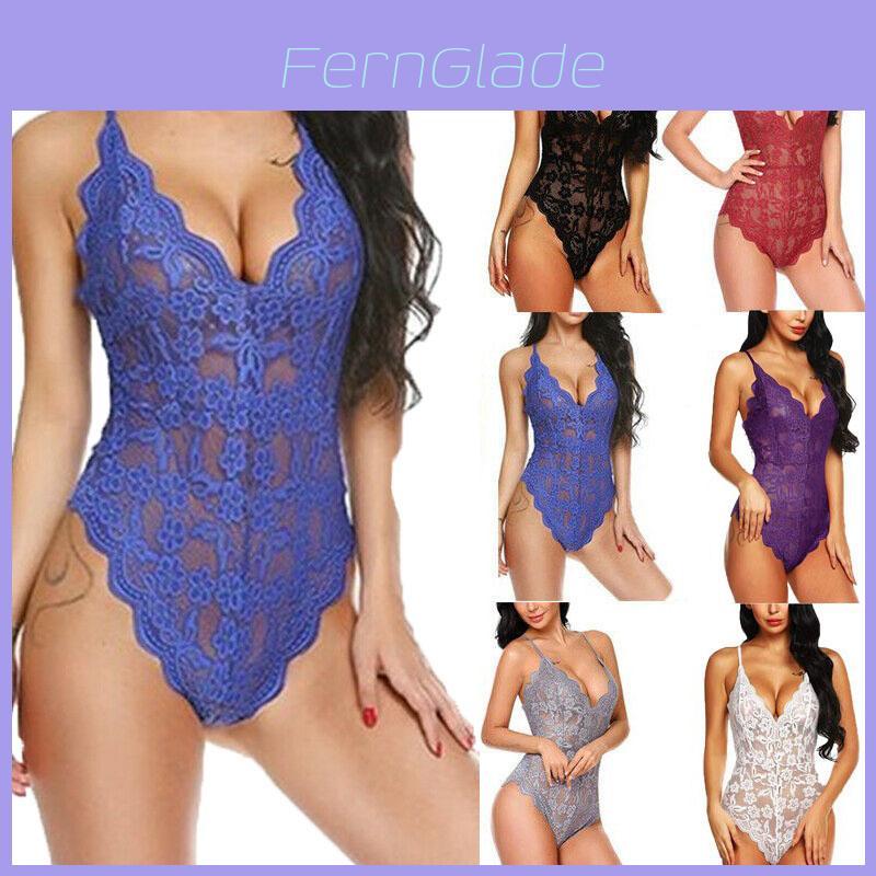 Women Lace Stretch Bodysuit Lingerie Sleeveless V Neck Top Jumpsuit Vest S3xl