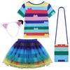 Kid Gabby Cosplay Doll House Dress Up Outfits Summer Cute Striped T-shirt Mesh Skirt Clothes Suits Girls Role Play Birthday Gift