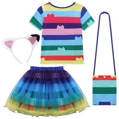 Muñeca Gabby Cosplay Casa de Muñecas Disfraces de Verano Linda Camiseta a Rayas Falda de Malla Ropa Trajes Juego de Rol para Niñas Regalo de Cumpleaños