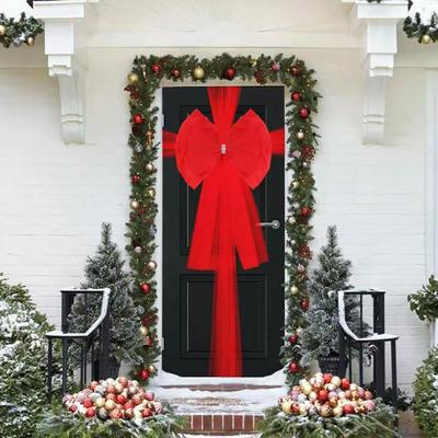 Deluxe Luxury Red Full Door Bow Christmas Bows Full Decoration Set Ribbon Wrap