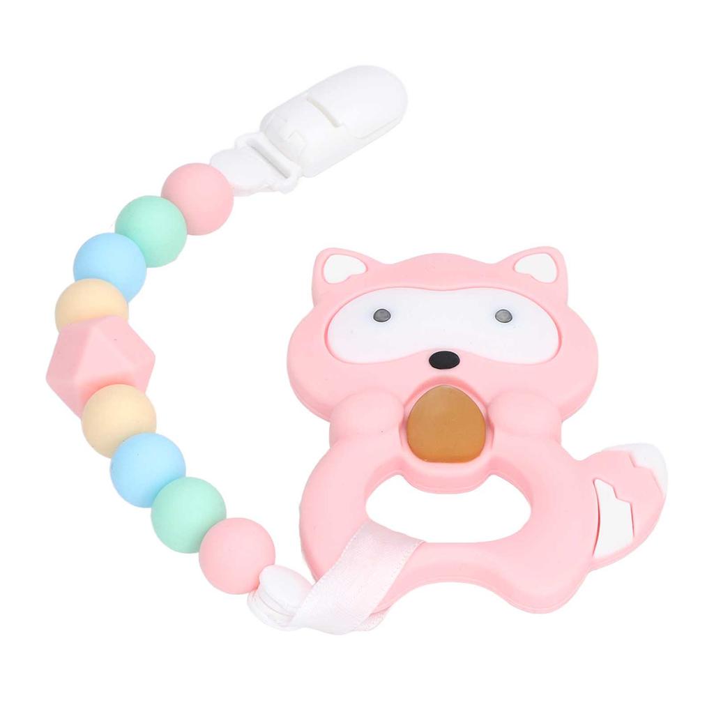 Baby Cartoon Teething Toy Food Grade Silicone Infant Chew Toy Shape and Chain Design