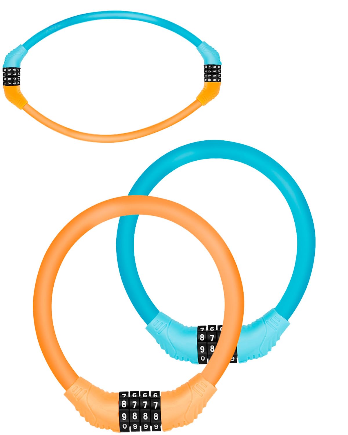 

Set of 2 combination bicycle black 4-digit locks, (blue/orange)