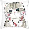 Cute Cat Theme Throw Pillowcase Animal Kitten Pillowcase Soft Short Plush Sofa Decorative Pillowcase with Hidden Zipper