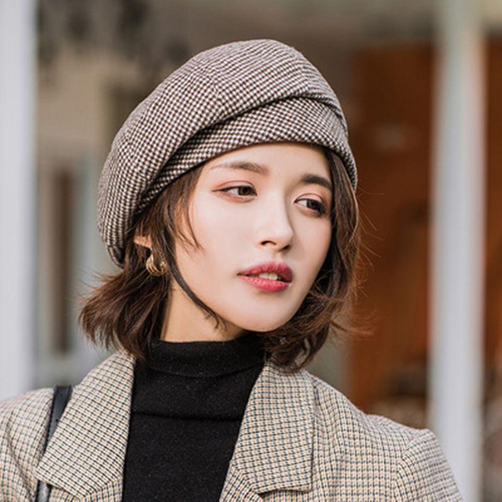 Pattern Cotton Polyester Fleece Korean Style Hat Women Beret Round Beret Winter Autumn Hat