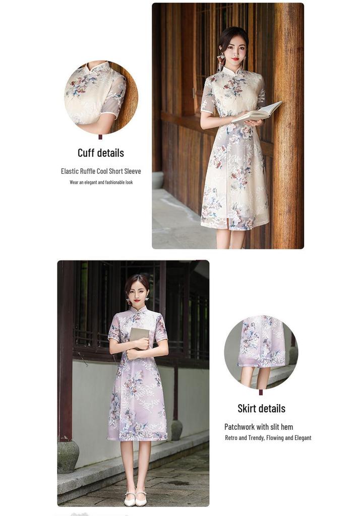 2023 Elegant Embroidered Cheongsam Dress for Women: New Style, Gentle & Youthful, Perfect for Mother's Wear