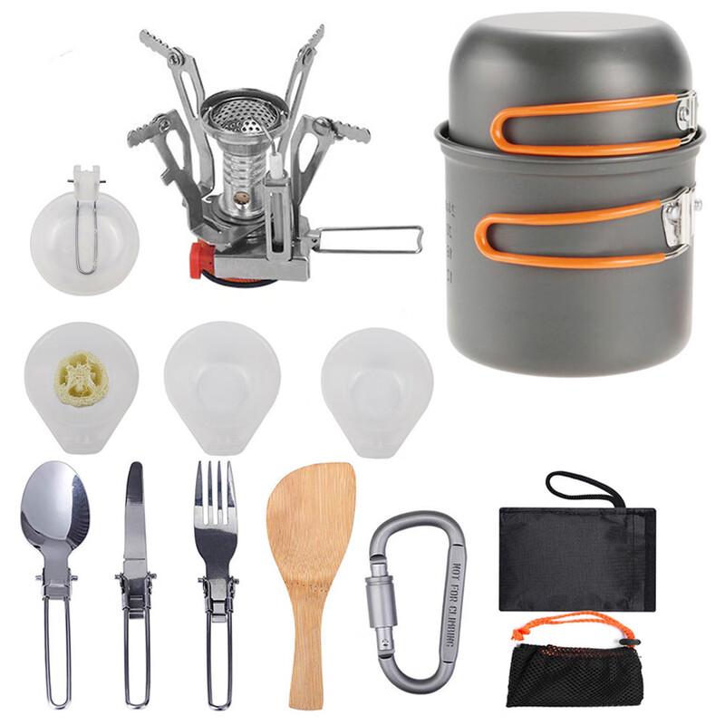 Suiyuan Portable Camping Cookware Set with Stove 1-2 Person