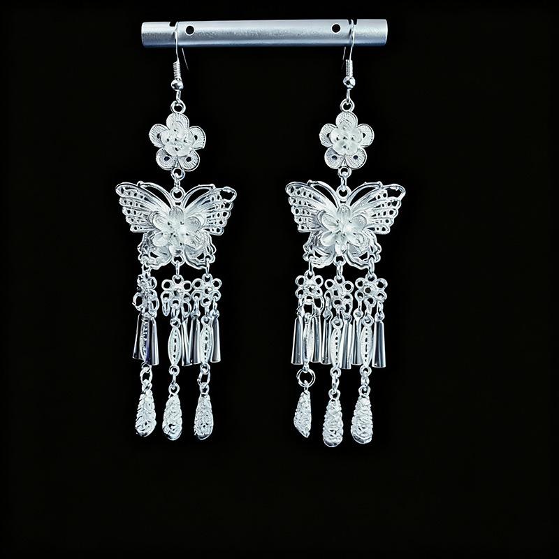Ethnic style earrings Alloy silver-plated Miao ethnic minority Dong Yi earrings Earrings