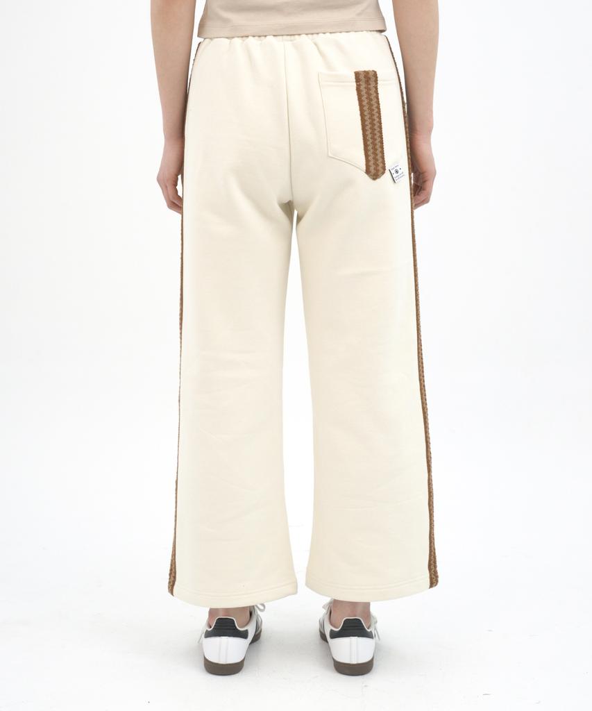 Hipihauseu Brushed Straight Sweatpants W.Tape Ivory