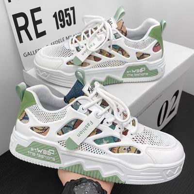 Fashion Fashion Mesh Vulcanized Shoes Men Flat Casual Lace Up Shoes Sneakers Korean Breathable Walking Sneakers Male Street Style