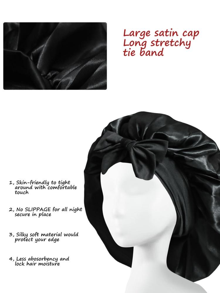 New Silky Bonnet For Sleeping Women Satin Bonnet Hair Bonnet Night Sleep Cap Scarf Wrap For Curly Hair Tie Band For CurlyHat