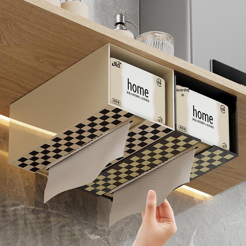 Luxurious Wall-Mounted Toilet Tissue Box: Punch-Free, Plastic Design for Home