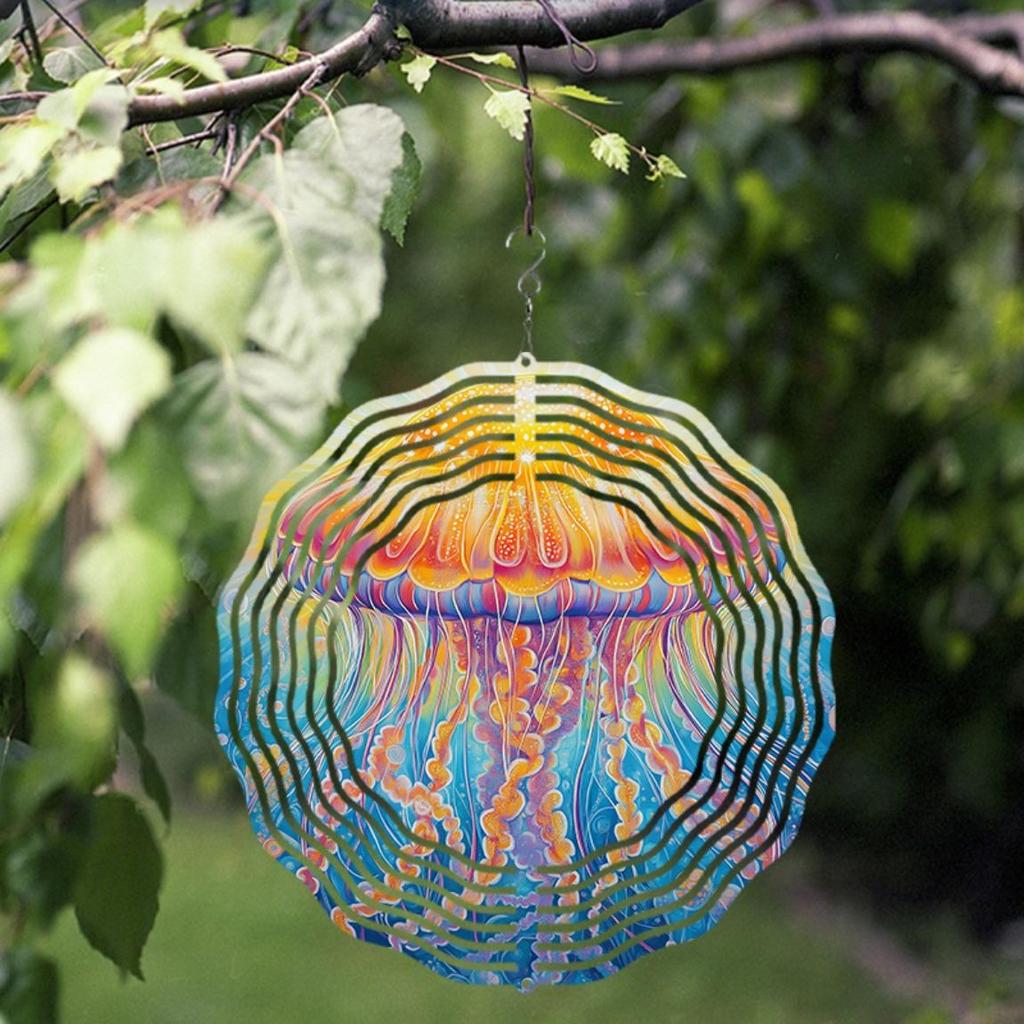 Lebhafte Quallen Windspiel für Outdoor Garten Terrassendekoration mit 360° Drehhaken Geschenkidee für jede Jahreszeit