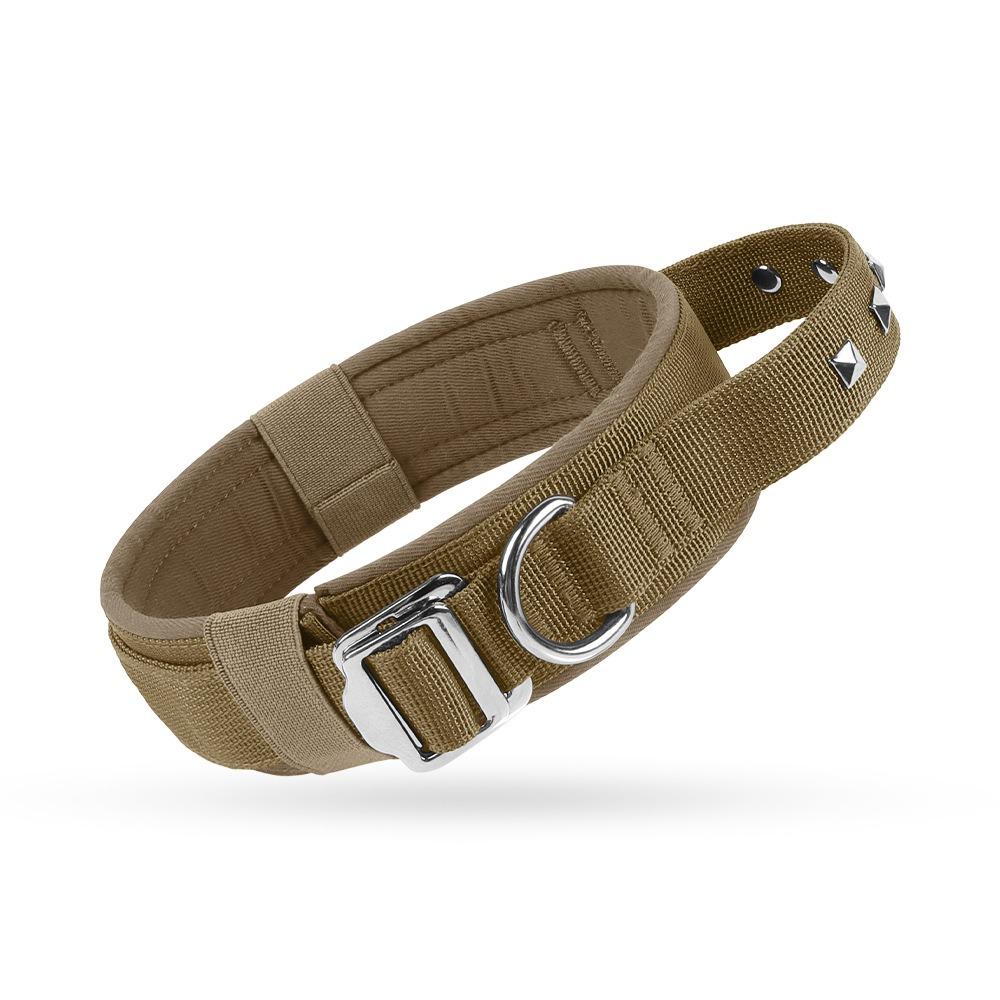 

Регулируемый ошейник для собаки, дышащий ошейник для питомца, поводок, ошейник с заклепками для собаки, тренировочные аксессуары M хаки