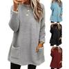 Warm Winter Hoodie Jacket Stylish Women Mid-length Fleece Shearling Thickened Solid Color Pocket Outwear