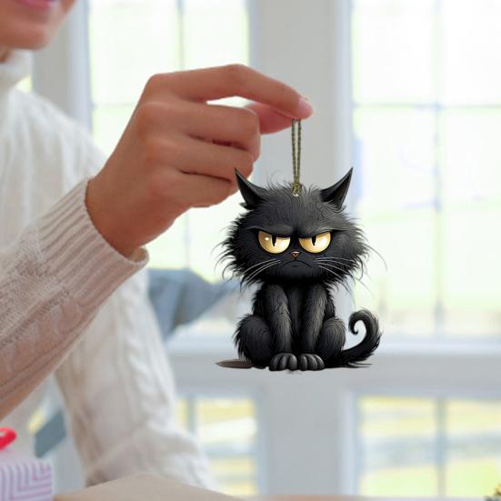 10/20Pcs Halloween Black Cat Hanging Decoration Indoor Outdoor Car Rearview