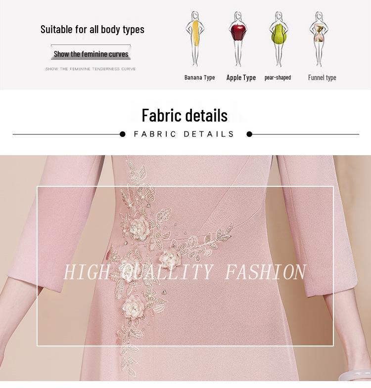 Elegant Light Pink Plus Size Autumn Banquet Gown for the Young Mother of the Groom