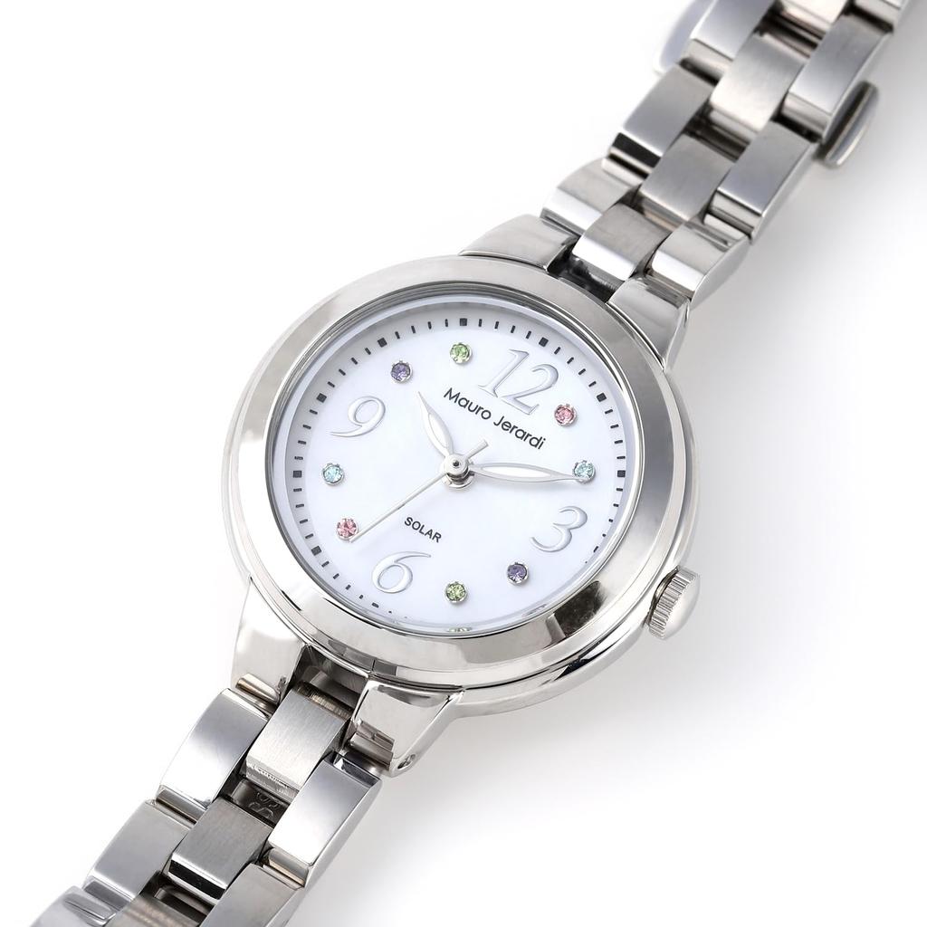 Mauro Geraldi Solar Stainless MJ056 Women's Watch, Steel, (White Dial)